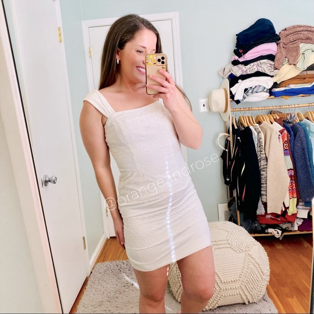 Lilly Pulitzer White Lace Detailed Floral Strappy Bodycon Mini Dress XS bride
